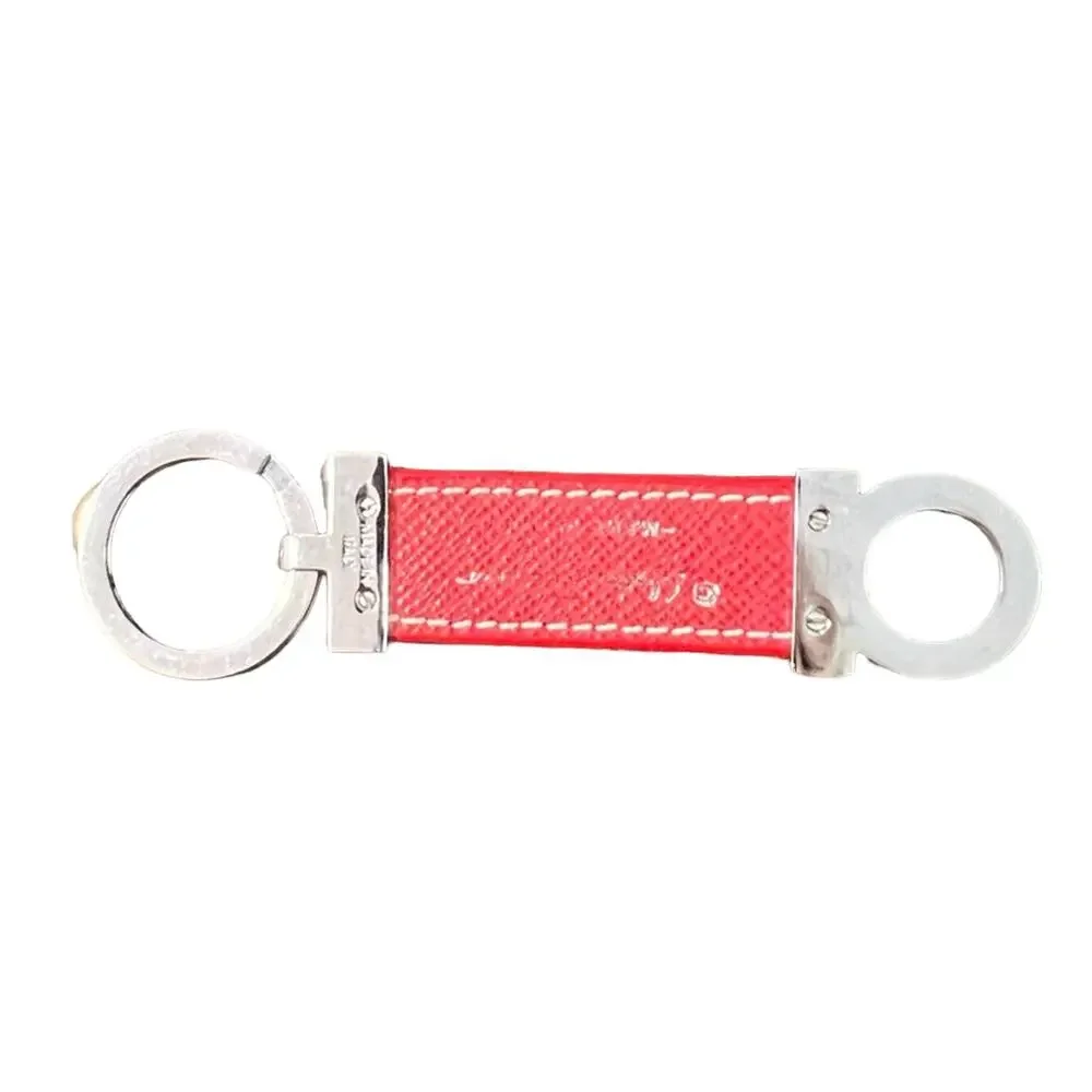 Salvatore Ferragamo Red Leather Key Holder NEW IN BOX - flaw